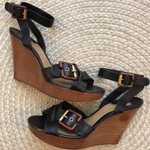 Chloé Buckle Strap Wooden Wedge
